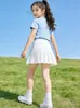 Falda Plisada Blanca para Niñas, Nuevo Estilo de Verano, Anti-Exposición, Falda Corta Estilo Universitario, Falda para Niños Medianos y Grandes, Falda de Uniforme Escolar para Niños