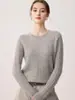 Suéter Grossinho 100% Cashmere Feminino Gola Redonda Trançado Manga Longa Pulôver Casual Versátil Malha Top Ombro Raglã