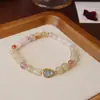 Pulseira Original de Citrino Natural com Flor Vermelha de Cola e Design de Fantasma Verde, Pulseira de Contas Emendada, Nova Pulseira Estilo Chinês