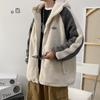 Inverno Cordeiro Fleece Casaco de Algodão Masculino 2022 Novo Hong Kong Estilo Maré Marca Contraste Cor Casaco de Algodão Loose Casual Capuz Casaco de Algodão