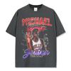 Camiseta de Manga Corta Estampada MJ Legendaria Retro Americana Transfronteriza Lavable Urbana Antigua Holgada de Cuello Redondo con Cuello Pequeño Pesado