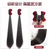 Peruca Estilo Princesa com Duas Tranças, Presilha de Cabelo com Laço, Extensões de Cabelo de Orelha de Fada, Mechas de Cabelo Enrolado, Acessórios de Cabelo com Atmosfera de Ano Novo
