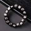 Pulseira de Contas Redondas de Obsidiana Negra Natural Estilo Minimalista Contas Soltas de Obsidiana Negra Cristal Atacado
