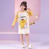 Pijama infantil de algodão penteado do sudeste da Ásia, primavera e outono, meninas, médio e grande, vestido de manga comprida para crianças, vestido para uso doméstico