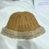Gorro de pescador de punto con volantes sencillo de estilo japonés para mujer, gorro de lana informal, liso, cálido, para otoño e invierno