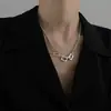Estilo Neutro Colgante Cuadrado Exterior Círculo Interior Collar que no se decolora Minimalista Moderno Hip-Hop Cadena para Sudadera de Nicho Europeo y Americano