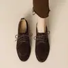 Primer Encuentro con Zapatos Mocasines de Estilo Británico: Zapatos Pequeños de Cuero Vintage, Zapatos de Mujer con Tira Cruzada Mate y Tacón Bajo con Cordones