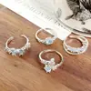 [Sombra de Mariposa de Cristal de Hielo] Zircón Azul Marino Exquisito Anillo Abierto de Mariposa Lujo Ligero Nicho Súper Hada Anillo Apilable para Mujeres