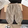Calça de Inverno Infantil Peça Única Grossa de Fleece Meninos Meninas Cor Sólida Estampa da Moda Atacado