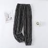 Home calças outono e inverno feminino lã coral espessado preguiçoso calças quentes flanela solta exterior usar calças de pijama amarradas no tornozelo