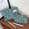 Bolsa de Maquillaje Floral Fresca y Sencilla para Niñas, Bolsa de Almacenamiento Portátil de Gran Capacidad, Bolsa de Lona, Neceser