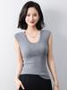 Camiseta de Tirantes de Punto Acanalado Elástico Súper Cómoda de 120 Hilos Calibre 16 de Gama Alta sin Mangas con Cuello en U Camisa Base Fina