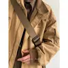 Chaqueta de trabajo bordada retro estilo japonés para hombres y mujeres, corte holgado, adecuada para parejas, con cuello de solapa, adecuada para otoño e invierno, prenda exterior de primavera con múltiples bolsillos