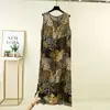 Vestido tipo camiseta sin mangas de algodón artificial de verano, vestido casero de longitud media, camisón, vestido versátil suelto ligero para mujer para usar al aire libre