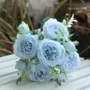Flores de peonía artificiales, 5 cabezas, peonía de primavera, flores de seda para decoración del hogar, flores de rosa persa artificiales multicapa