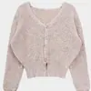Cardigan de Punto Delgado Versátil de Manga Larga con Cuello en V Elegante Casual Nuevo Primavera Verano de Dongdaemun Corea del Sur para Mujer