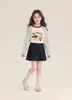 Blusa Redonda Infantil de Primavera com Desenho Animado, Camiseta Manga Longa Estampada de Algodão Lycra para Meninas, Moletom Básico Casual para Bebê