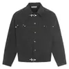 Chaqueta de Solapa Vintage Lavada y Desgastada para Hombre, Silueta Cuadrada Desestructurada, Chaqueta de Mezclilla Plegable de Trabajo con Hebilla de Avión