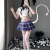 Lencería Sexy Tentación Cuadros Japoneses Exposición Uniforme de Marinero JK Falda Plisada Corta Traje Pasión Estudiante
