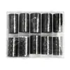 Serie de papeles de transferencia de encaje blanco y negro para accesorios de arte de uñas, papel de transferencia, papel de cielo estrellado, papel de transferencia de rejilla con borde de encaje, 10 rollos