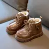 Zapatos de Invierno para Niños 2026 Botas tipo Martin para Niños Botines Cortos de Cuero Grandes para Niños Botas de Nieve Calientes con Forro de Felpa para Niñas Exportación