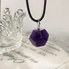 Productos de Amazon Transfronterizos Colgante de Cristal Rosa Natural de 12 Caras Gema Forma Geométrica Collar DIY Directo del Fabricante