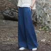 (Personalizado) 26 Algodão-Linho Outono Vintage Ramie Lavado à Areia Casual Calça de Perna Larga Versátil Calças de Linho