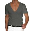 2023 Estação Independente Camiseta Masculina Roupas Transfronteiriças Comércio Exterior Europeu e Americano Decote em V Masculino Cor Sólida Tamanho Grande Casual Camiseta de manga curta