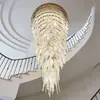 Lámpara de Araña Grande para Villa Dúplex de Lujo Ligero Moderno, Lámpara de Araña Larga de Múltiples Niveles, Iluminación de Gama Alta para Proyectos de Vestíbulo de Hotel