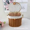 Cesta Oval de Vime Sintético Tecido Souvenir Fivela de Couro Cesta de Frutas para Armazenamento Cesta de Armazenamento Presente para o Festival do Meio Outono