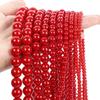 Porcelana Vidrio Rojo Cuentas Redondas Cuentas Sueltas Productos Semiterminados Venta al por Mayor DIY Pulsera de Cuentas Accesorios de Joyería Cuentas Cuentas de Vidrio