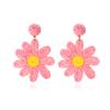 Pendientes de flores tejidas a mano, bonitos, de estilo europeo y americano, con personalidad y temperamento, de rafia, estilo festivo para mujer.