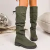 Botas de montar casuales elásticas hasta la rodilla con un nuevo diseño que presenta un lazo, versátiles y elegantes, botas largas de tubo alto para otoño e invierno