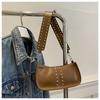 Moda Rebites Simples Faixa Larga Casual Feminino Simples 2024 Novo Outono Retrô Uma Alça Transversal Pequena Quadrada Bolsa