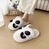 Chinelos de Algodão Desenho Animado para Mulheres, Chinelos Planos de Pelúcia Antiderrapantes para Casa Outono/Inverno, Chinelos Fofos para Casal Internos Tamanho Grande com Bico Fechado