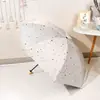 Paraguas Automático para Mujer Estilo Fresco Ins Flor Plegable para Estudiante Pegamento Negro Protección Solar y Lluvia Doble Uso Paraguas Sombrilla Triple Pliegue