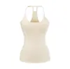 Colete Racerback Acolchoado de Lã 2025 Verão Novo Slim Fit com Bojo no Peito Ajuste na Cintura Alça Estreita Costas Bonitas Top