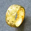 Anel Ajustável Popular de Balcão Banhado a Ouro 24K para Homens, Joias Douradas com Acabamento de Areia, Anel Largo Banhado a Ouro Imitando Latão