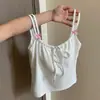 Camisola con Lazo Estilo Americano Chica Atractiva con Almohadilla en el Pecho Diseño de Verano para Mujer Chic Pequeño Bonito Top de Espalda