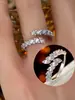 Anillo Abierto Ajustable de Lujo Ligero Europeo con Incrustaciones de Circonita de Espiga de Trigo Venta Caliente Moda de Gama Alta Versátil Anillo de Dedo de Hoja