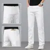 Jeans Blancos Puros de Lujo con Forro de Felpa para Hombre de Hong Kong, Novedad Otoño e Invierno 2026, Pantalones Casuales Elásticos Rectos de Corte Ajustado