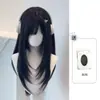 Peluca Larga Recta Negra Yiduo para Mujeres con Cabello Largo, Dulce y Linda Flequillo Bidimensional Peluca de Cabello Largo Recto Lolita