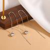 Pendientes de Hilo con Forma de Corazón de Plata de Ley S925 para Mujer, Lujo Ligero, Pendientes Sencillos y de Alta Gama, Estilo Minimalista Dulce y Único, Pendientes Versátiles al por Mayor