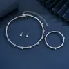 Moda de Novia Transfronteriza Europea y Americana Collar de Pedrería Simple Pendientes Pulsera Conjunto de Tres Piezas Joyería Traje de Lujo Ligero Mujeres