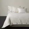 Conjunto de quatro peças de algodão-linho natural sem tingimento~0-dye, botão de coco, cor lisa simples, algodão natural macio, adequado para dormir nu, conjunto estilo botão