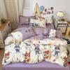 Dachshund de Corbata de Moño Algodón Lavado Manualidades Hogar Juego Doble de Cuatro Piezas Dormitorio de Estudiantes Juego Individual de Tres Piezas para Cama