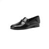 Textura de couro bovino estilo coreano sapatos pequenos de couro para trabalho primavera 2024 mocassins de salto baixo bico redondo couro genuíno boca profunda sapatilhas para mulheres