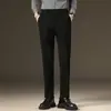 Ropa para Hombre Fengshe / Pantalones Casuales Gruesos Forrados de Polar para Hombre Pantalones de Traje Rectos Ajustados para Hombre