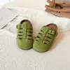 Moda Niños Zapatillas Tejidas Retro Birkenstock Primavera/Otoño 2026 Nuevas Simples Color Sólido Punta Cerrada Media Zapatilla Uso Exterior