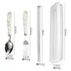 Set Portátil de Vajilla de Acero Inoxidable Vajilla de Mármol Palillos Cuchara Tenedor Portátiles para Exteriores Set de Vajilla